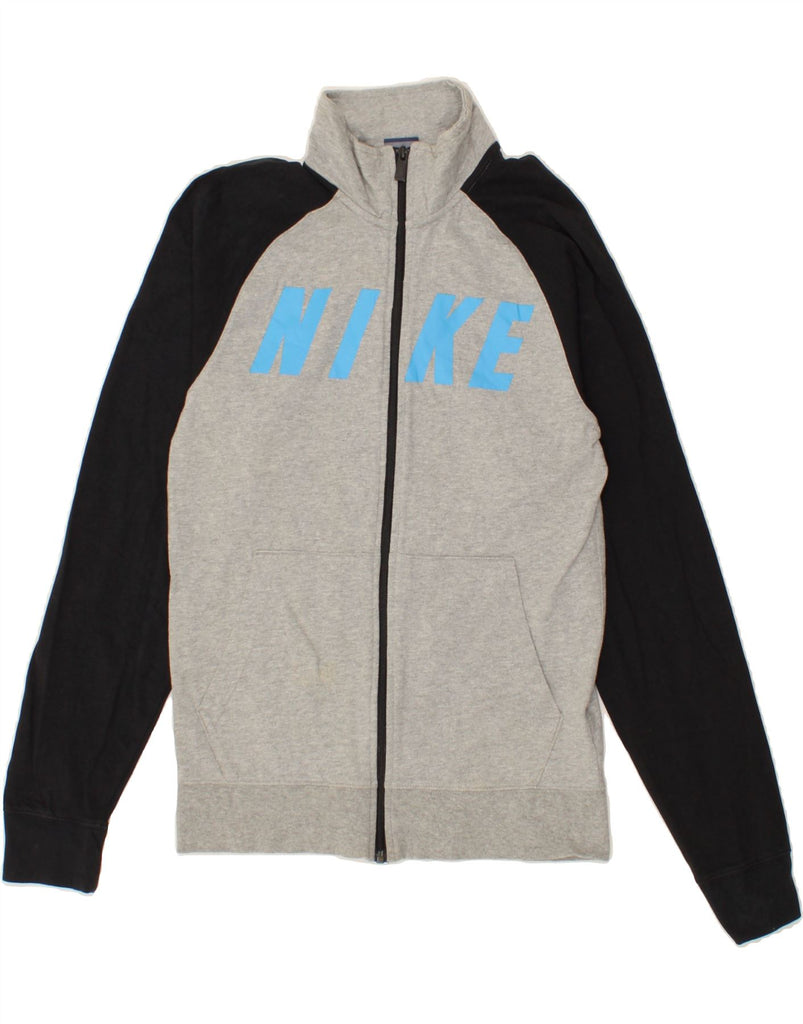 NIKE Mens Graphic Tracksuit Top Jacket Small Grey Colourblock Cotton | Vintage Nike | Thrift | Second-Hand Nike | Used Clothing | Messina Hembry 