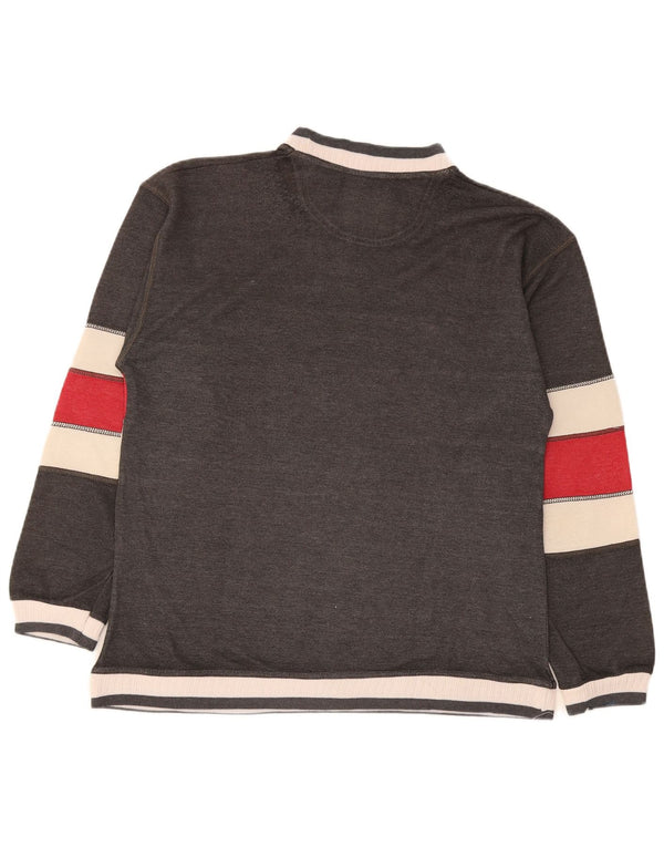 North Pole Mens Graphic Sweatshirt Jumper Medium Grey Colourblock