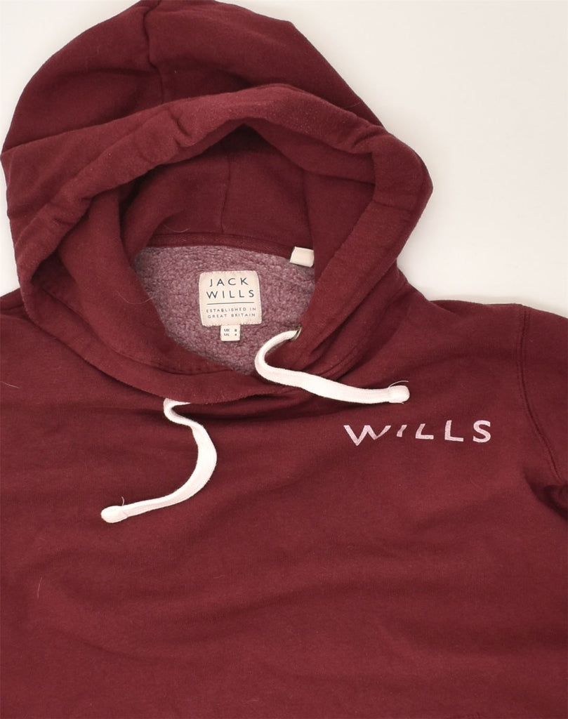 JACK WILLS Womens Loose Fit Graphic Hoodie Jumper UK 8 Small Burgundy | Vintage Jack Wills | Thrift | Second-Hand Jack Wills | Used Clothing | Messina Hembry 