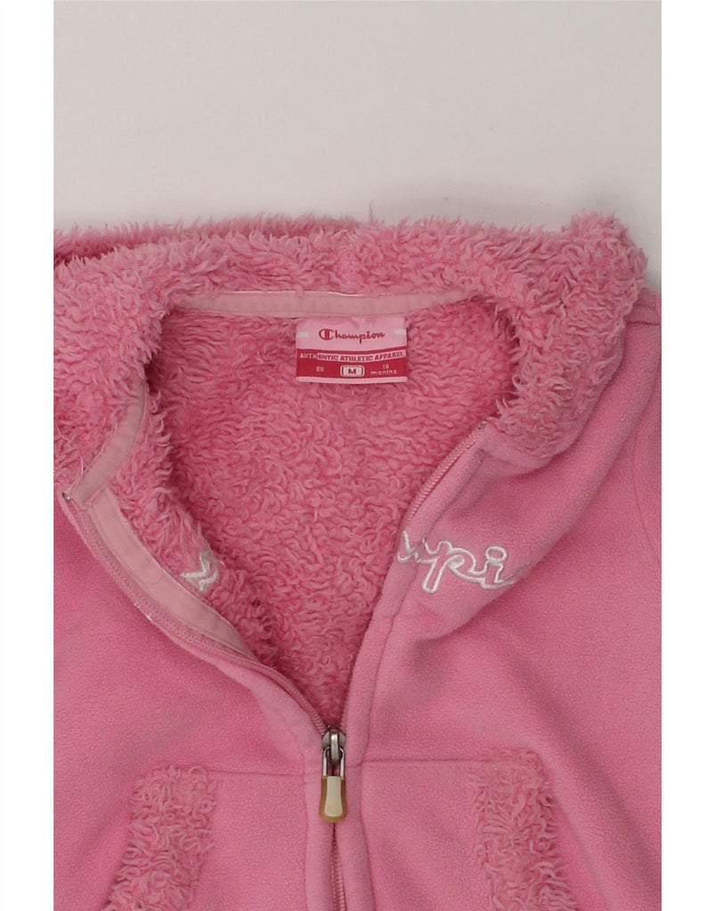 CHAMPION Baby Girls Graphic Hooded Fleece Jacket 12-18 Months Medium Pink | Vintage Champion | Thrift | Second-Hand Champion | Used Clothing | Messina Hembry 