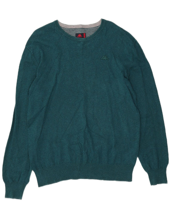 Kappa Mens Boat Neck Jumper Sweater Large Green Cotton