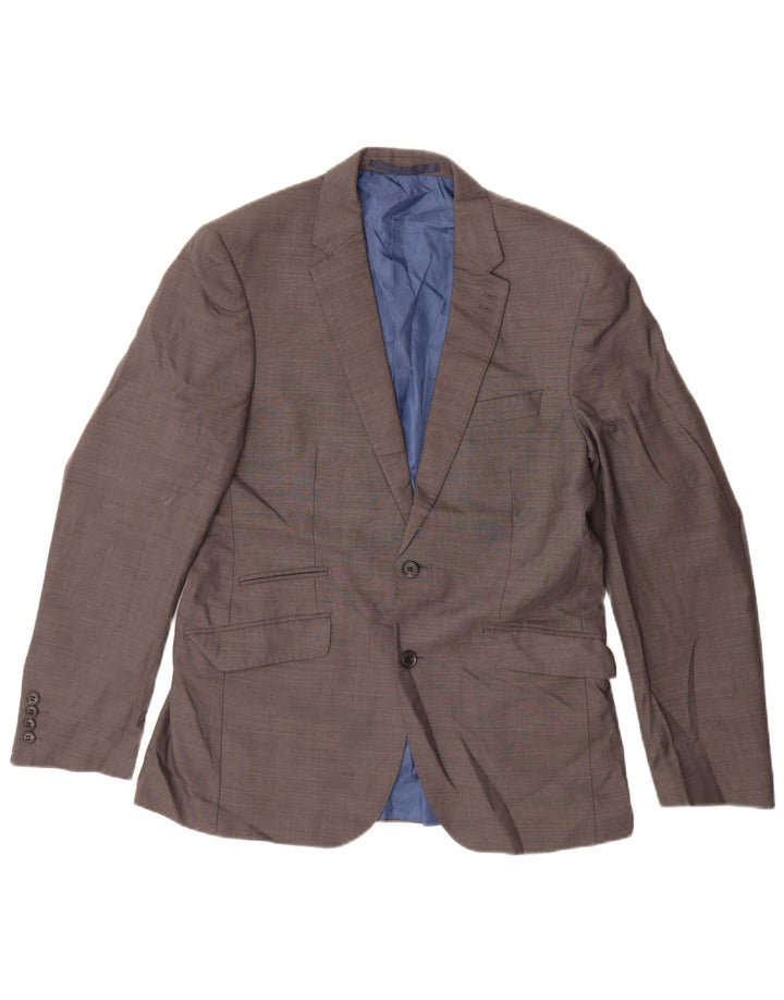 MARKS & SPENCER Mens Tailored Fit 2 Button Blazer Jacket UK 38 Medium Grey