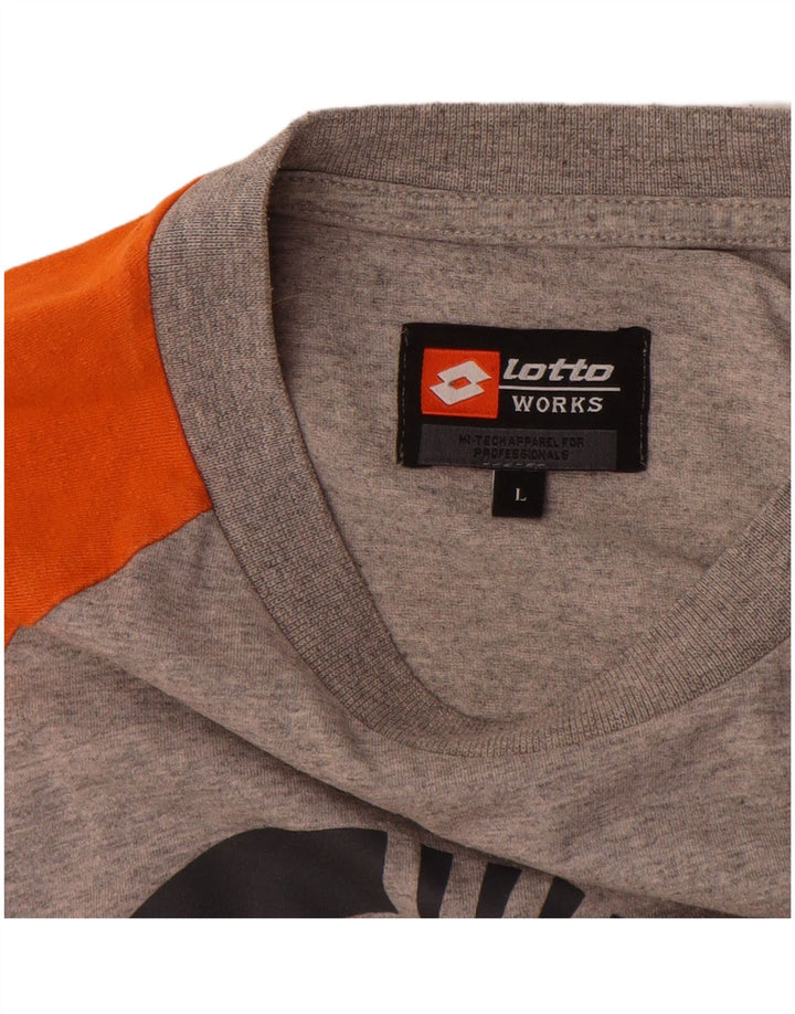 Lotto Mens Graphic T-Shirt Top Large Grey Colourblock