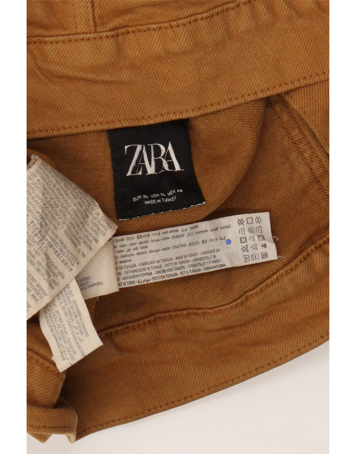 Zara Mens Denim Jacket UK 42 XL Brown Lyocell