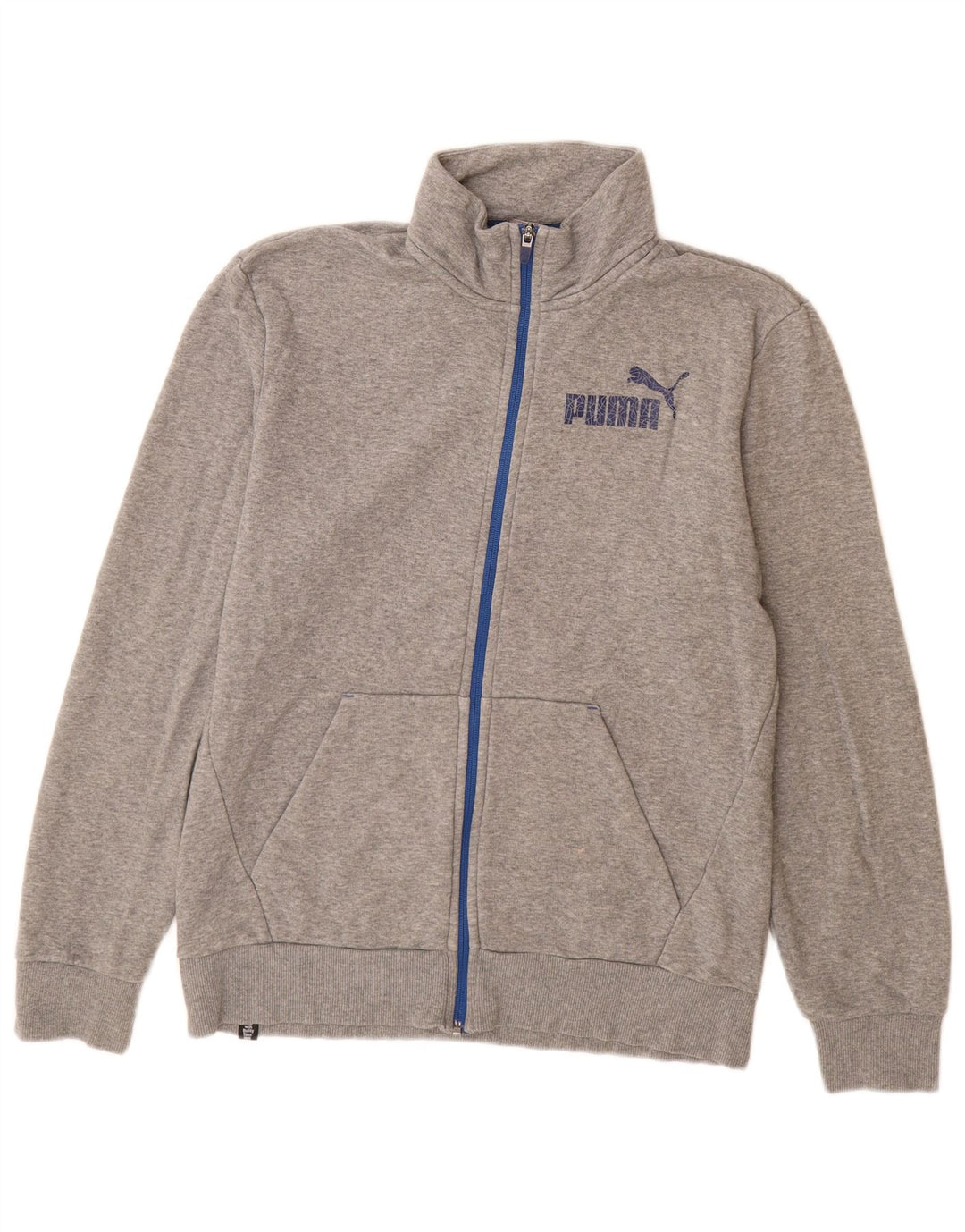 Puma Mens Graphic Tracksuit Top Jacket Medium Grey Flecked Cotton