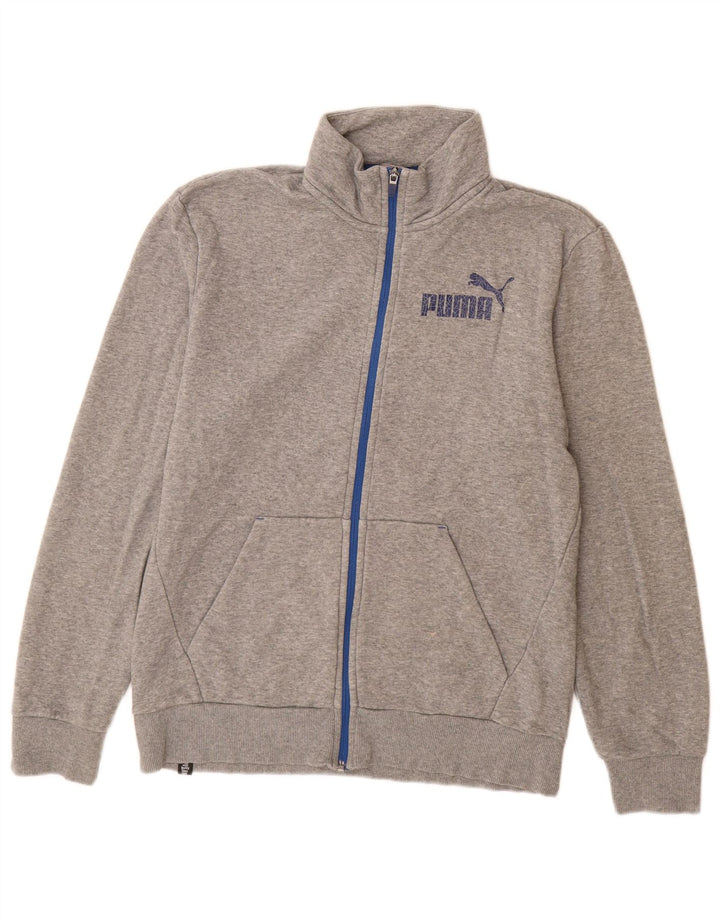 Puma Mens Graphic Tracksuit Top Jacket Medium Grey Flecked Cotton