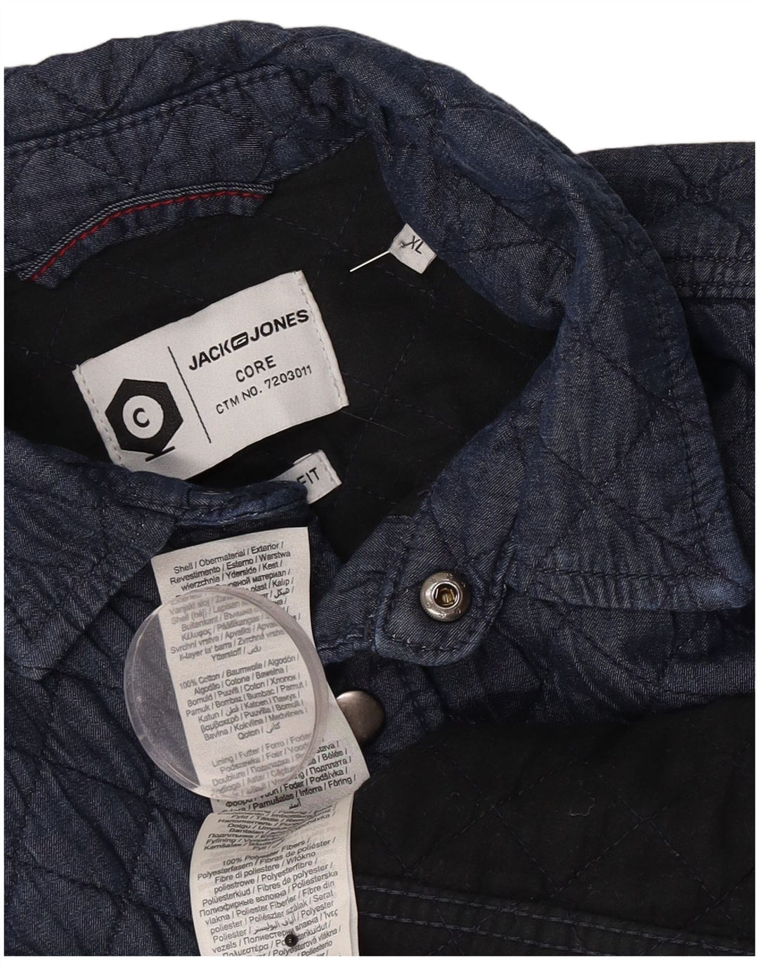 Jack & Jones Mens Overshirt Quilted Shirt XL Navy Blue Cotton