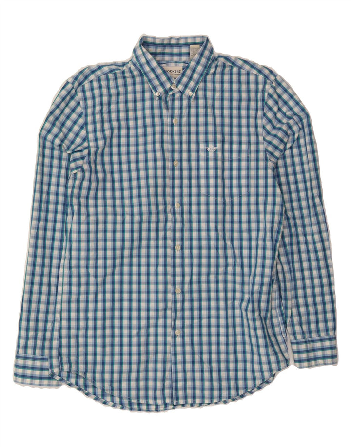 DOCKERS Mens Shirt Medium Blue Check Cotton Vintage Dockers and Second-Hand Dockers from Messina Hembry 