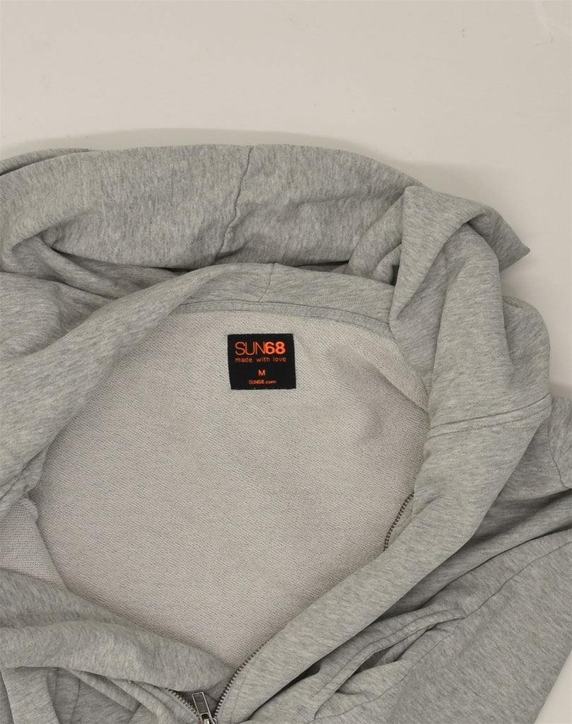 SUN68 Womens Crop Zip Hoodie Sweater UK 12 Medium Grey Cotton | Vintage Sun68 | Thrift | Second-Hand Sun68 | Used Clothing | Messina Hembry 