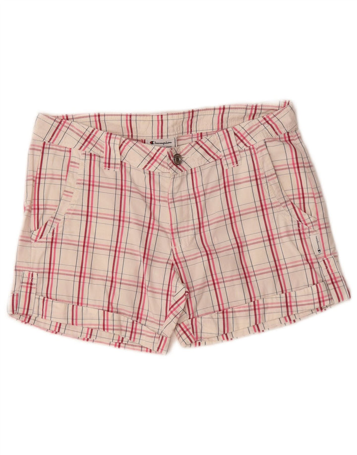 Champion Womens Chino Shorts Small W27 White Check Cotton