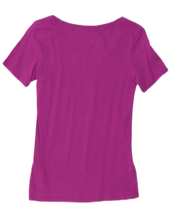 Nike Womens Athletic Cut Graphic T-Shirt Top UK 6 XS Purple Cotton