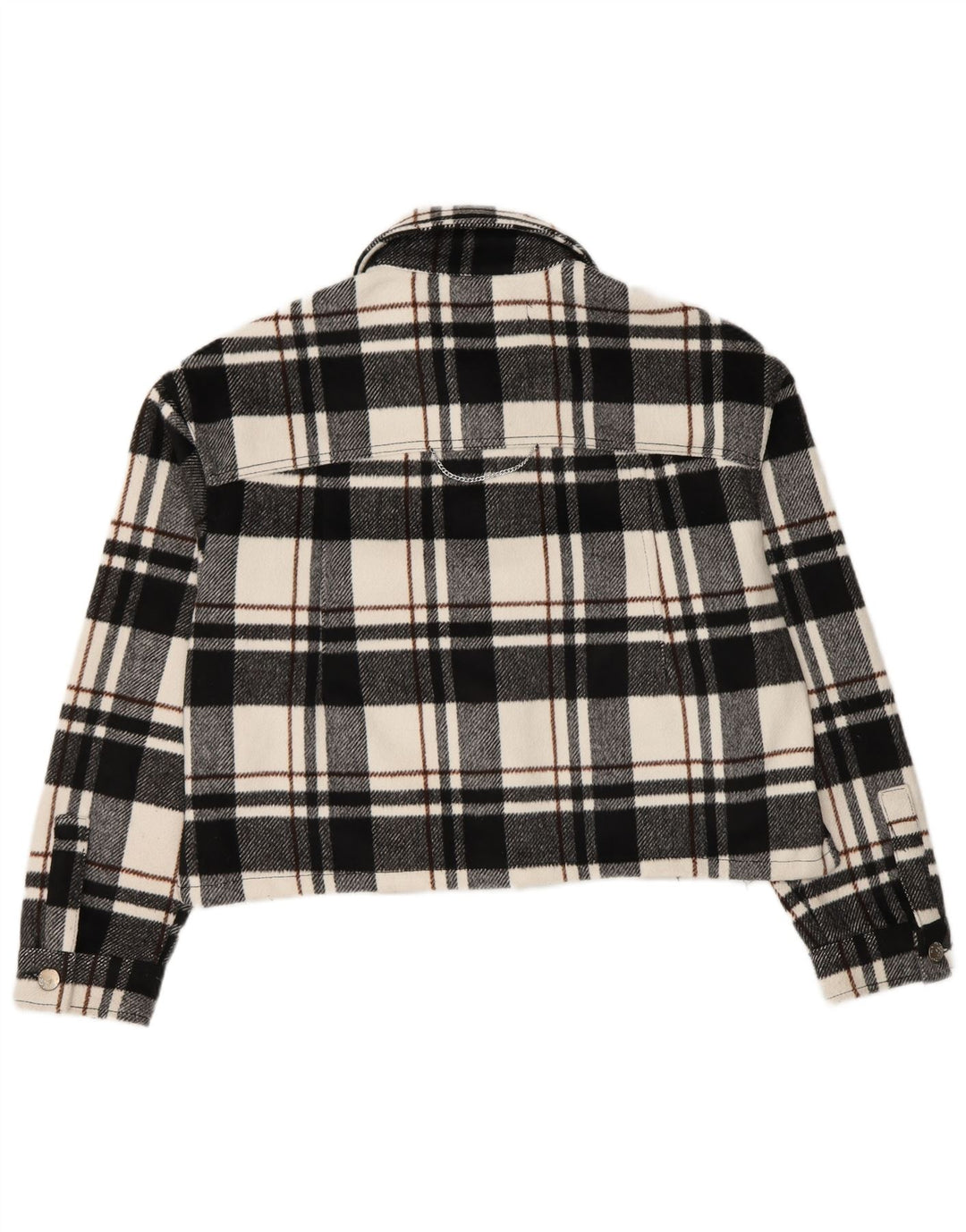 Zara Womens Crop Oversized Bomber Jacket UK 6 XS Black Check Polyester