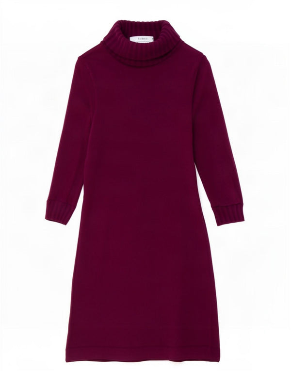 Zara Womens 3/4 Sleeve Roll Neck Jumper Dress UK 12 Medium Purple