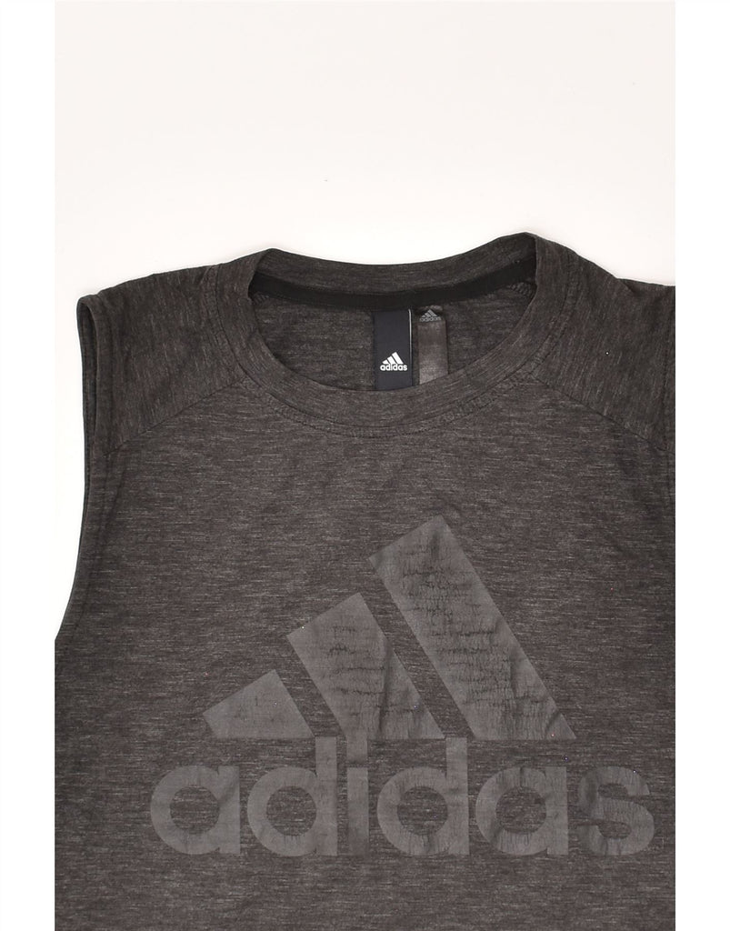 ADIDAS Womens Loose Fit Graphic Vest Top UK 8/10 Small Grey | Vintage Adidas | Thrift | Second-Hand Adidas | Used Clothing | Messina Hembry 