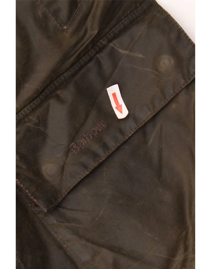Barbour Mens Waxed Cotton Jacket UK 38 Medium Khaki Cotton