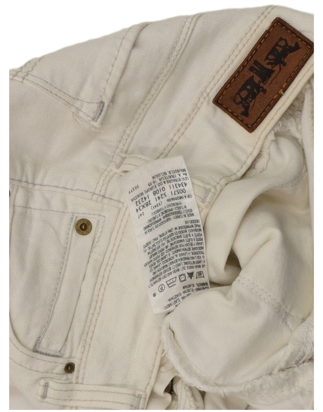 Levi's Womens 571 Slim Jeans W28 L30 White Cotton