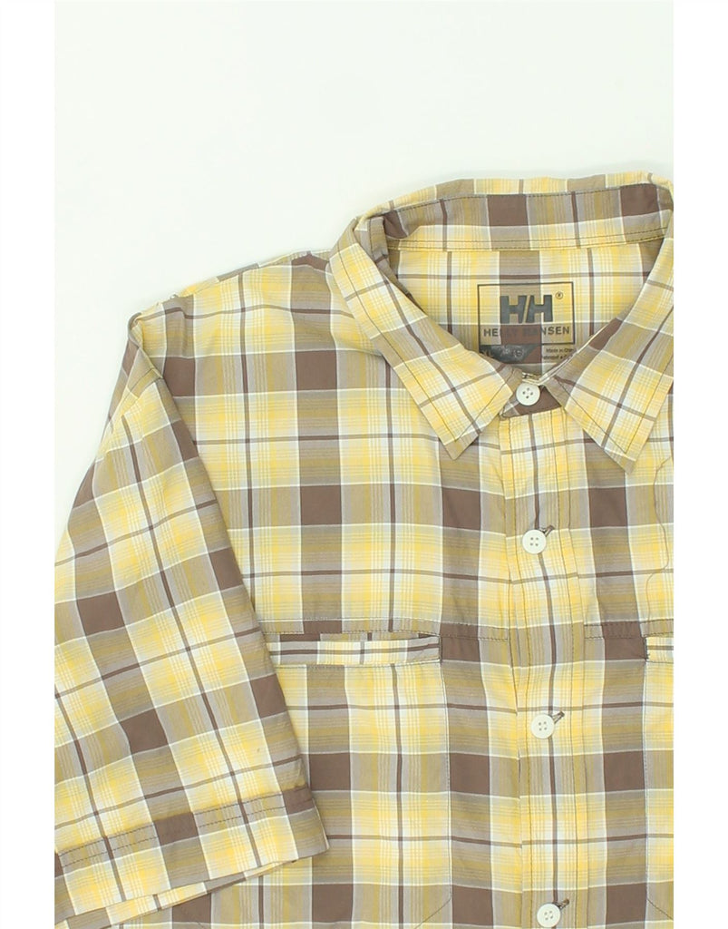 HELLY HANSEN Mens Short Sleeve Shirt XL Yellow Check Polyamide | Vintage Helly Hansen | Thrift | Second-Hand Helly Hansen | Used Clothing | Messina Hembry 