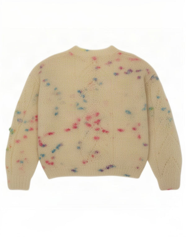 Vintage Womens Crew Neck Jumper Sweater UK 14 Medium Beige Flecked
