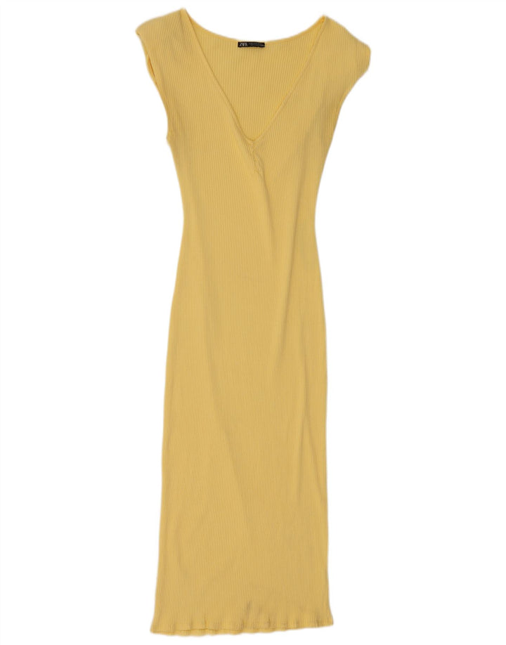 Zara Womens Maxi Dress UK 12 Medium Yellow