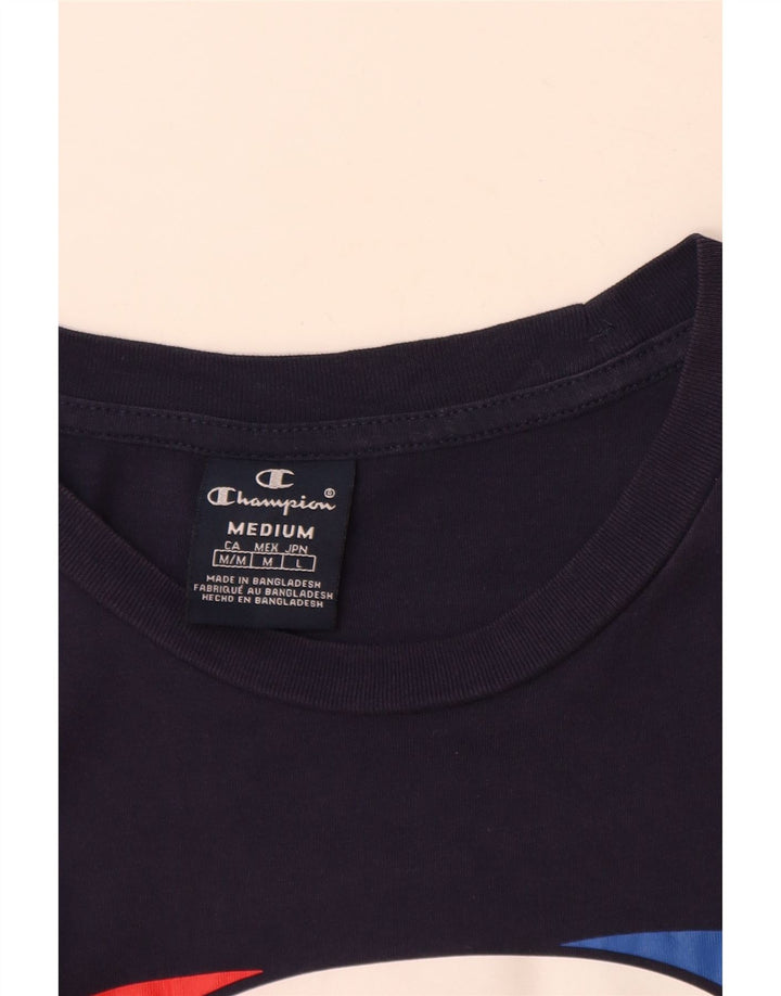 Champion Mens Graphic T-Shirt Top Medium Navy Blue