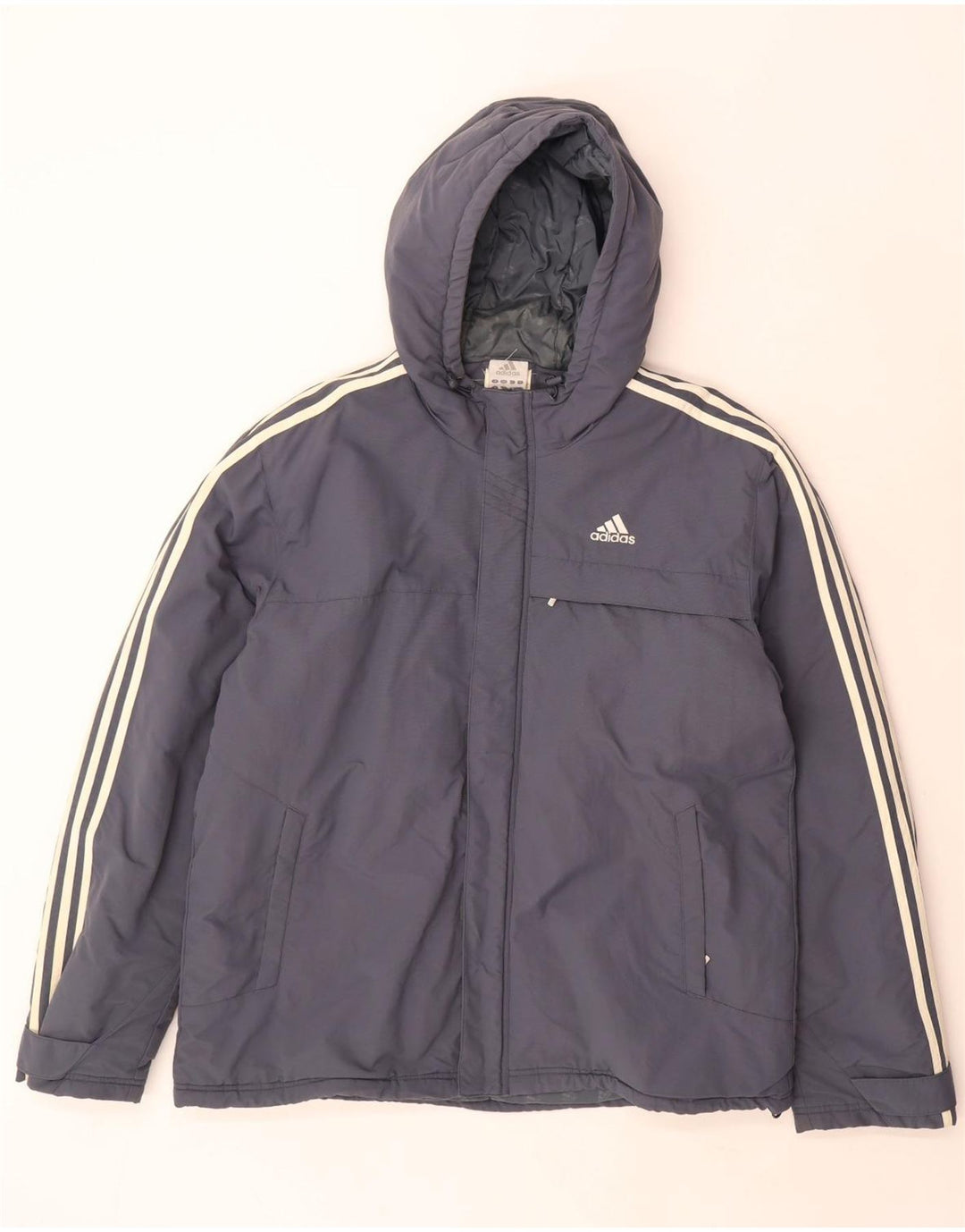 Adidas Mens Hooded Padded Jacket UK 40 Large Grey Polyamide