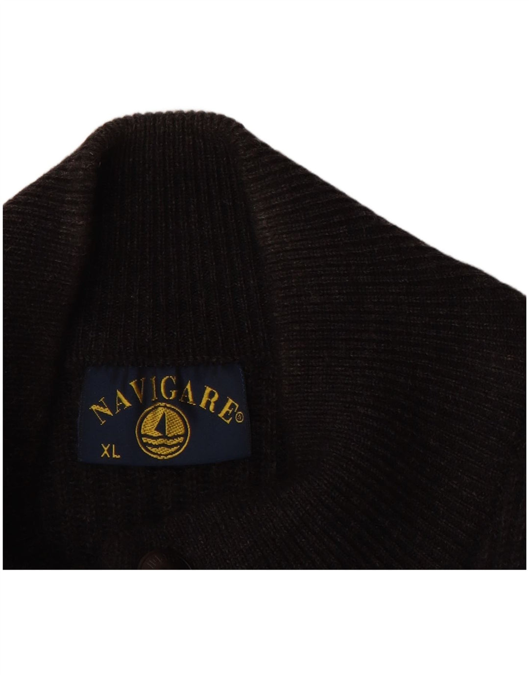 NAVIGARE Mens Cardigan Sweater XL Black Wool