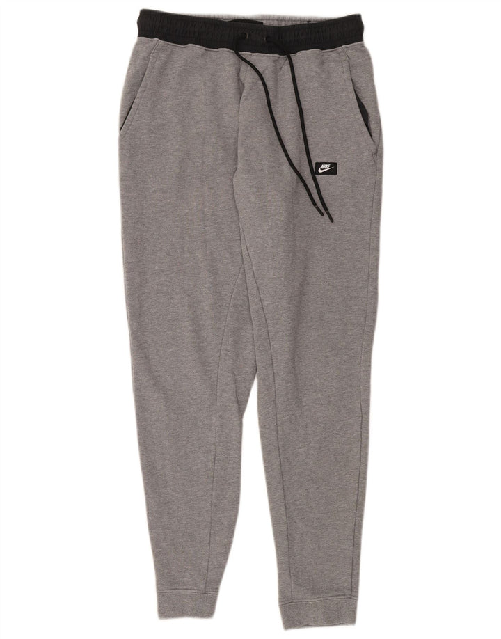 NIKE Mens Tracksuit Trousers Joggers Medium Grey Colourblock Cotton