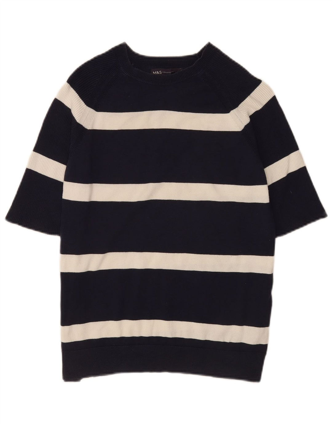 Marks & Spencer Womens Boat Neck Jumper Sweater UK 12 Medium Black Striped