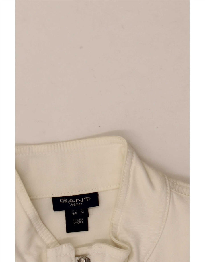 Gant Womens Bomber Jacket UK 12 Medium White Cotton