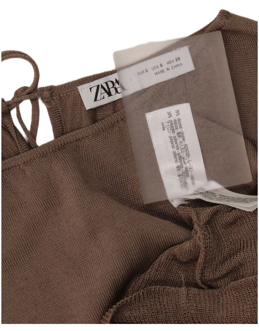 Zara Womens Oversized Long Sleeve Blouse Top UK 10 Small Brown Colourblock