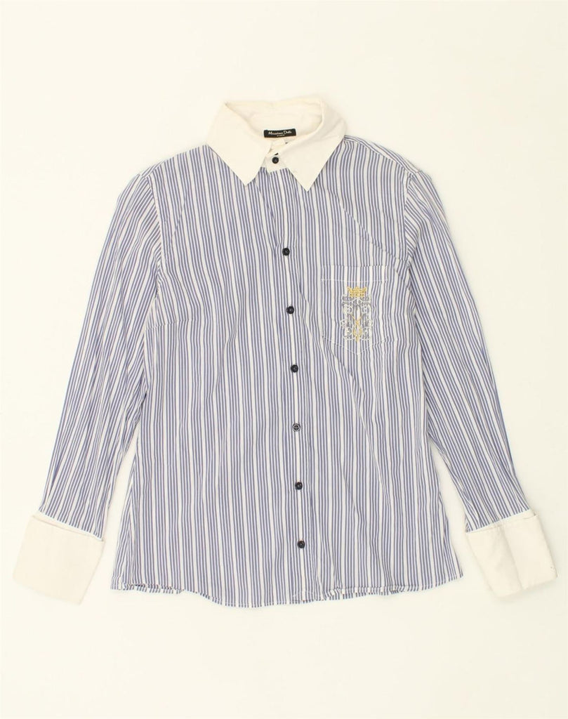 MASSIMO DUTTI Womens Shirt EU 40 Medium Blue Striped Cotton | Vintage Massimo Dutti | Thrift | Second-Hand Massimo Dutti | Used Clothing | Messina Hembry 