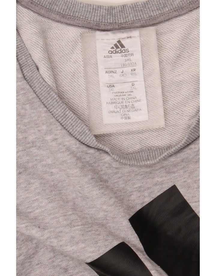 Adidas Mens Graphic Sweatshirt Jumper 3XL Grey Flecked Cotton
