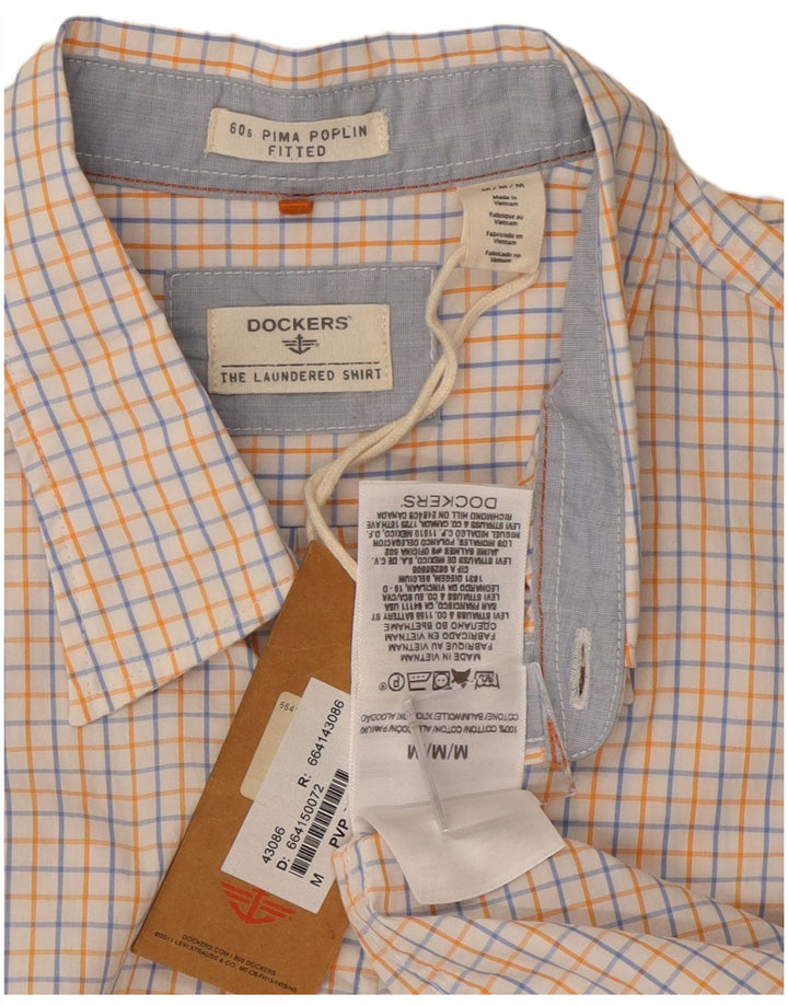 Dockers Mens Fitted Shirt Medium White Check Cotton