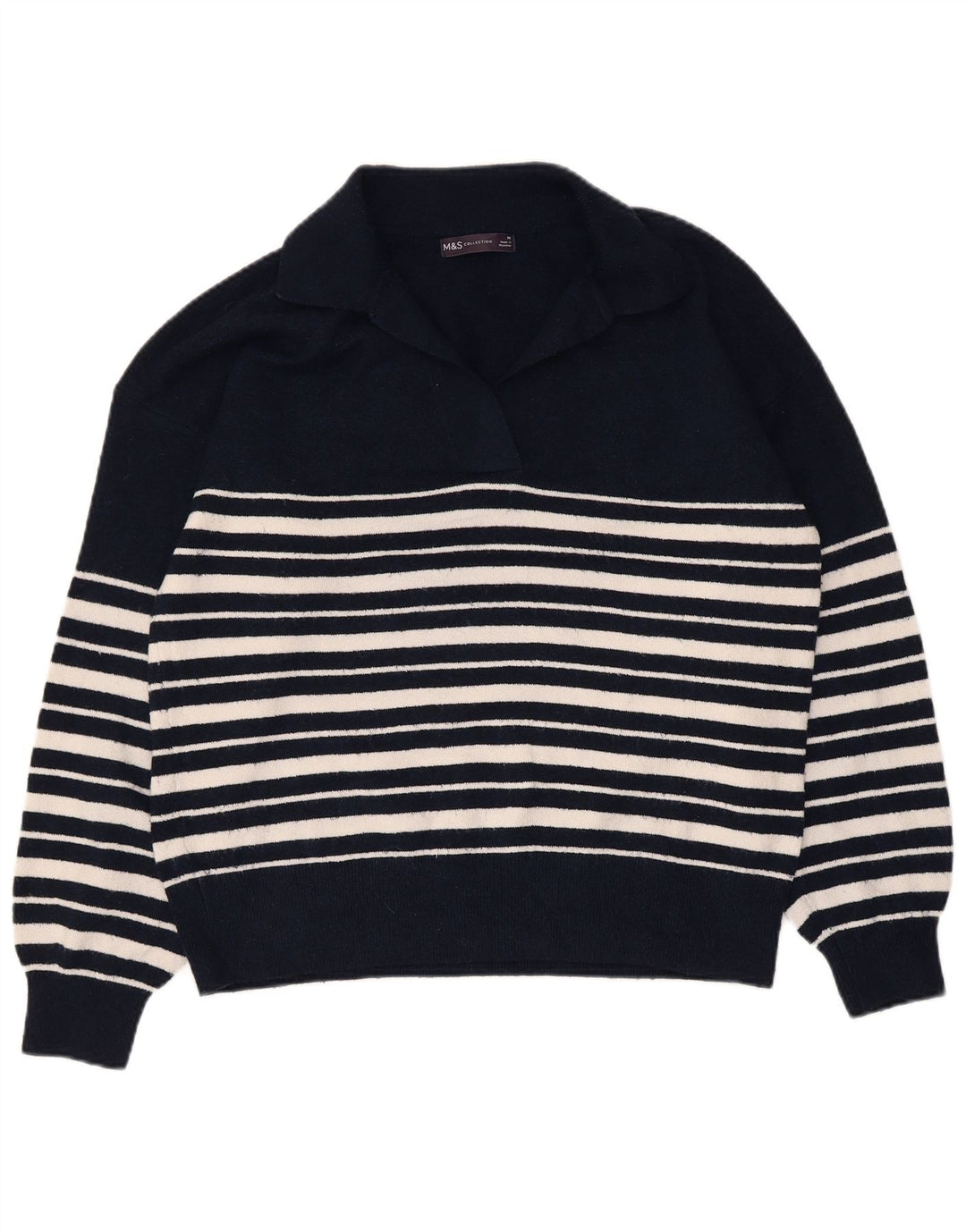 Marks & Spencer Womens Polo Neck Jumper Sweater UK 14 Medium Navy Blue