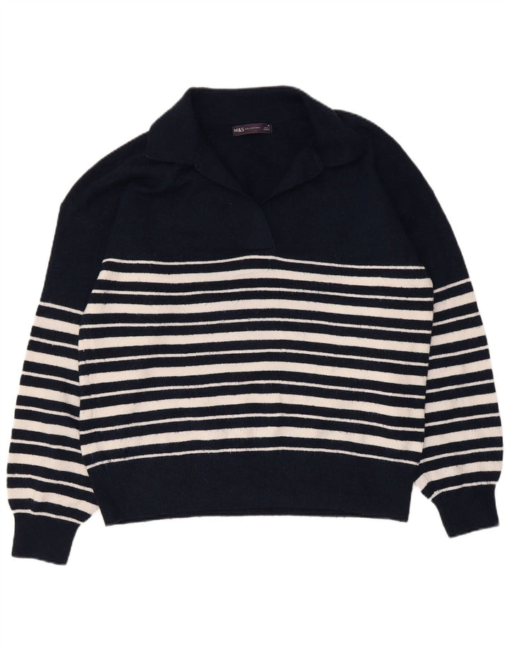 Marks & Spencer Womens Polo Neck Jumper Sweater UK 14 Medium Navy Blue