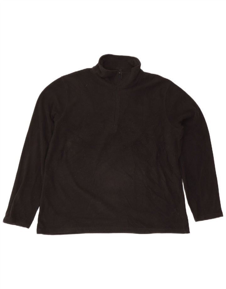 Mountain Warehouse Mens Zip Neck Fleece Jumper XL Black Polyester