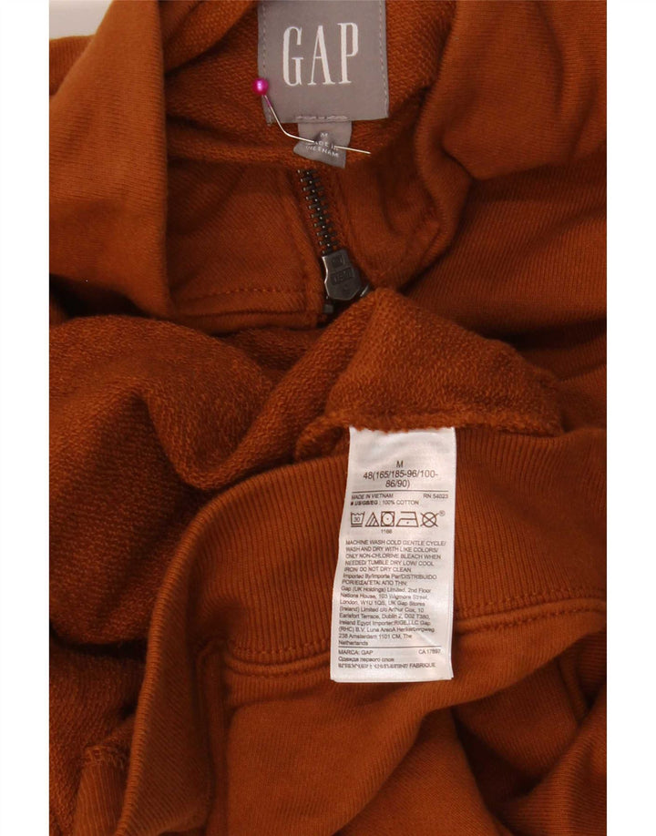 Gap Mens Zip Neck Sweatshirt Jumper Medium Brown Cotton