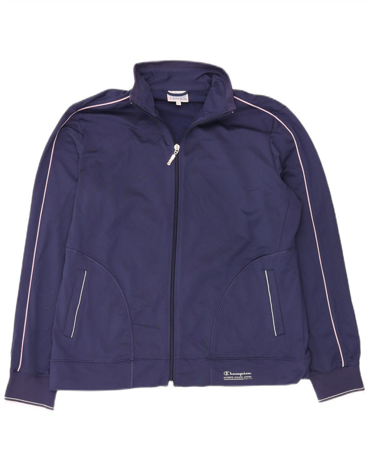 CHAMPION Womens Easy Fit Tracksuit Top Jacket UK 18 XL Navy Blue Polyester