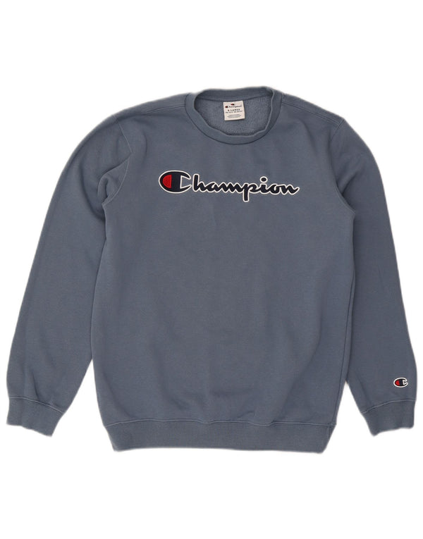 Champion Boys Graphic Hoodie Jumper 13-14 Years XL Blue Cotton