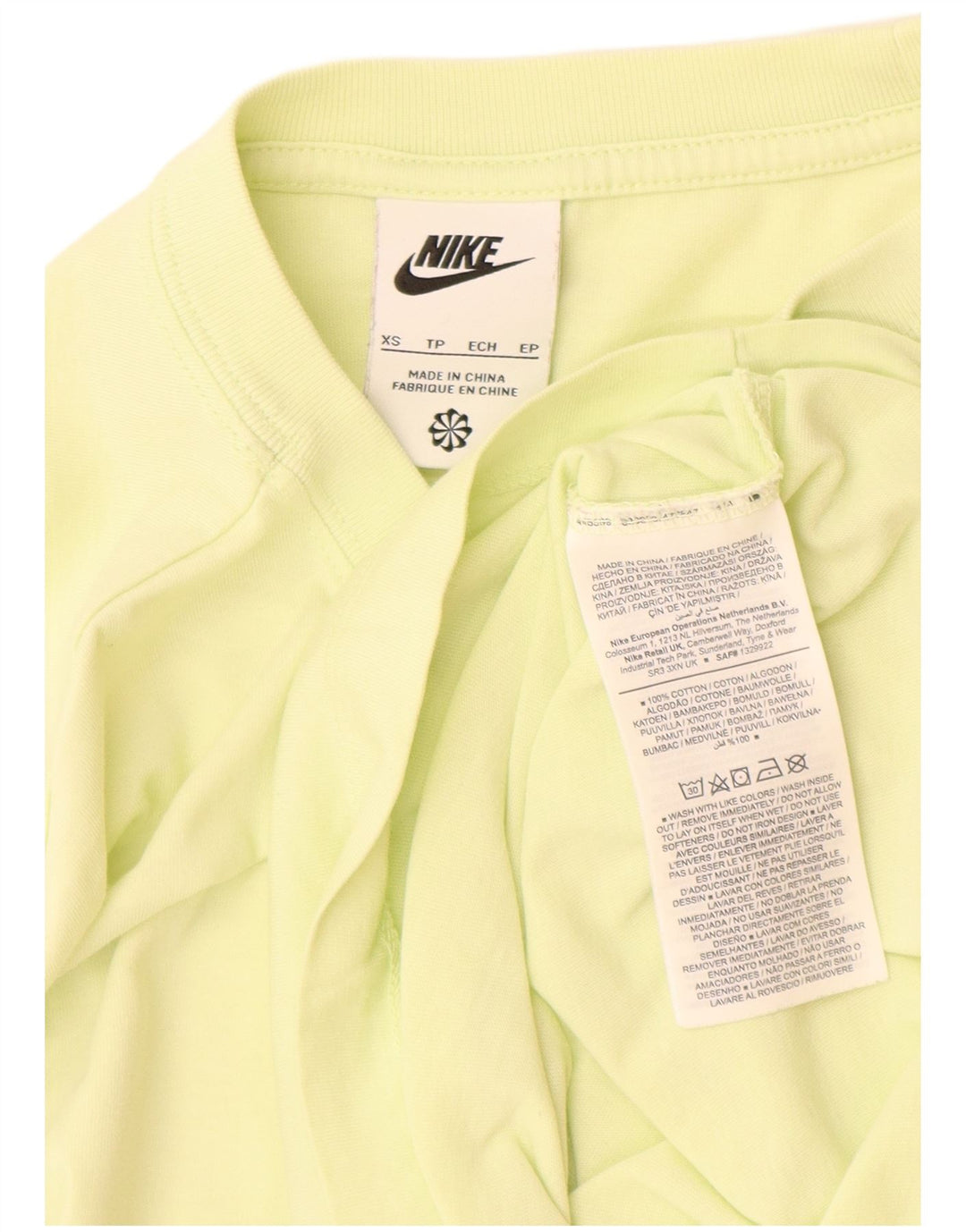 Nike Mens T-Shirt Top XS Yellow Cotton