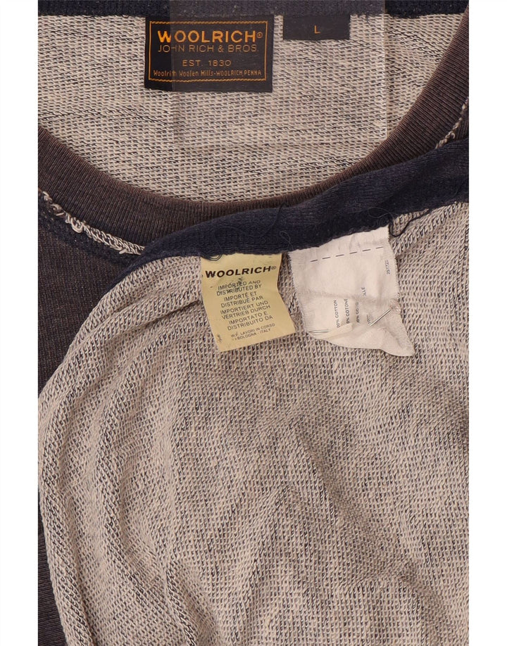 Woolrich Mens Graphic Sweatshirt Jumper Large Navy Blue Cotton
