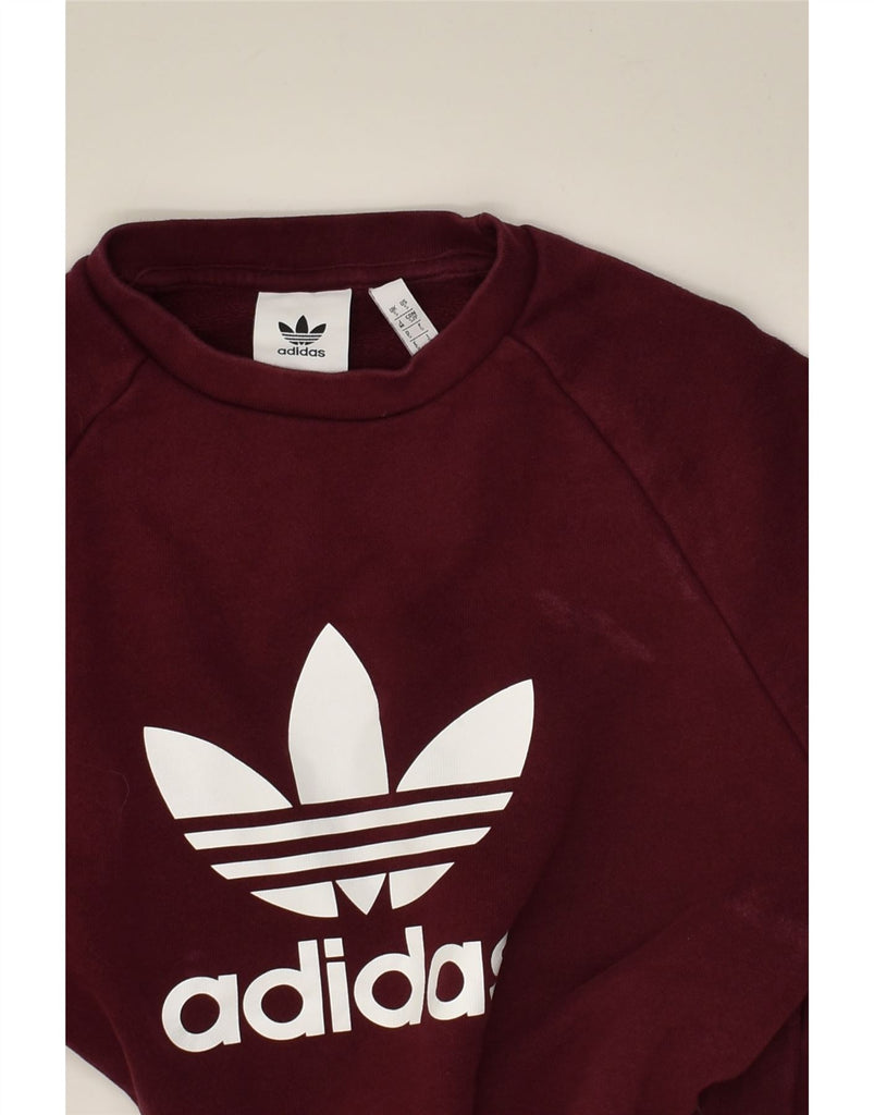 ADIDAS Mens Graphic Sweatshirt Jumper Small Burgundy Cotton | Vintage Adidas | Thrift | Second-Hand Adidas | Used Clothing | Messina Hembry 