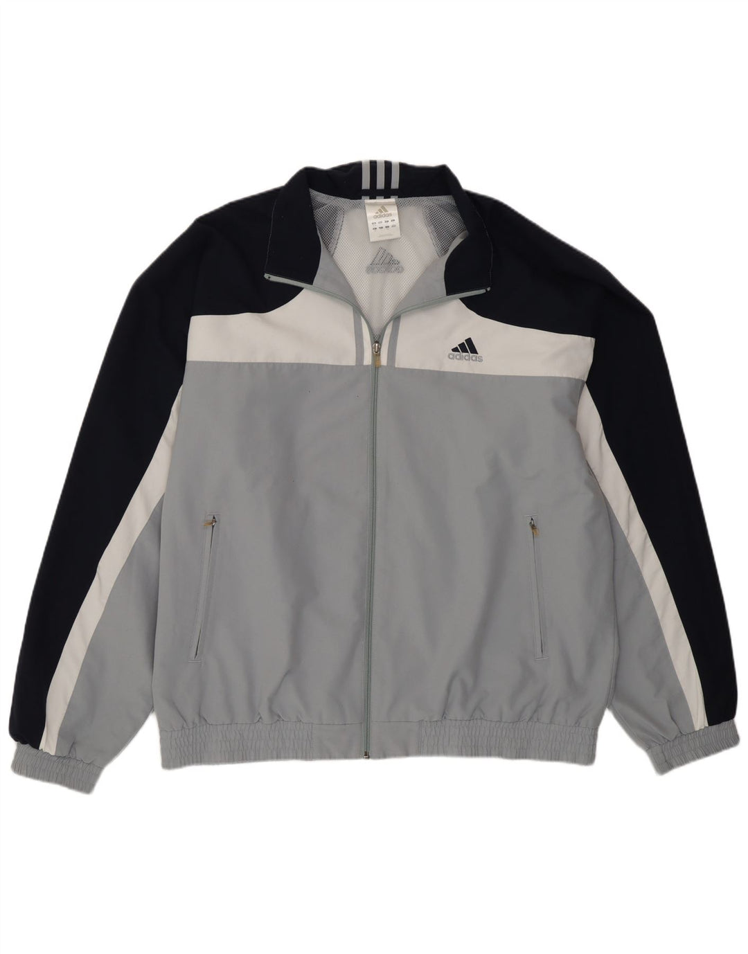 Adidas Mens Tracksuit Top Jacket UK 46/48 XL Grey Colourblock Polyester