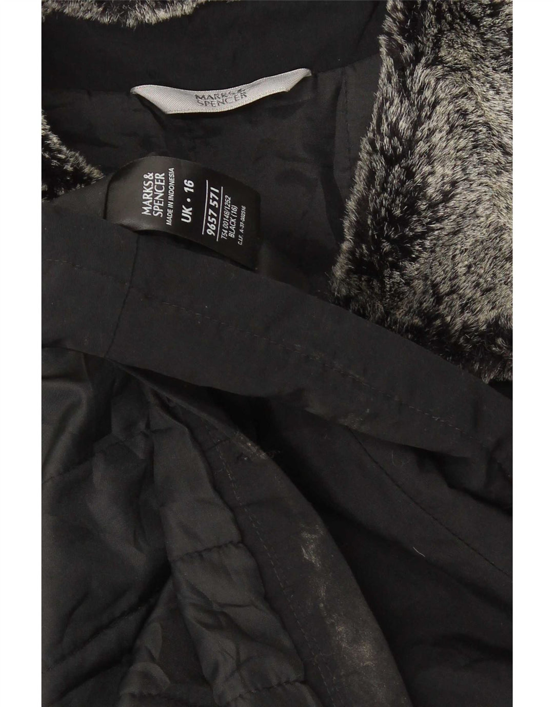 Marks & Spencer Womens Oversized Padded Jacket UK 16 Large Black Acrylic