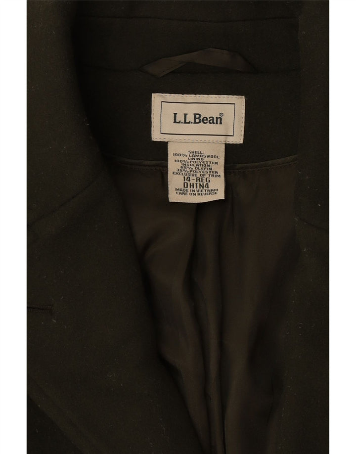 L.L.Bean Womens Overcoat US 14 XL Khaki Lambswool