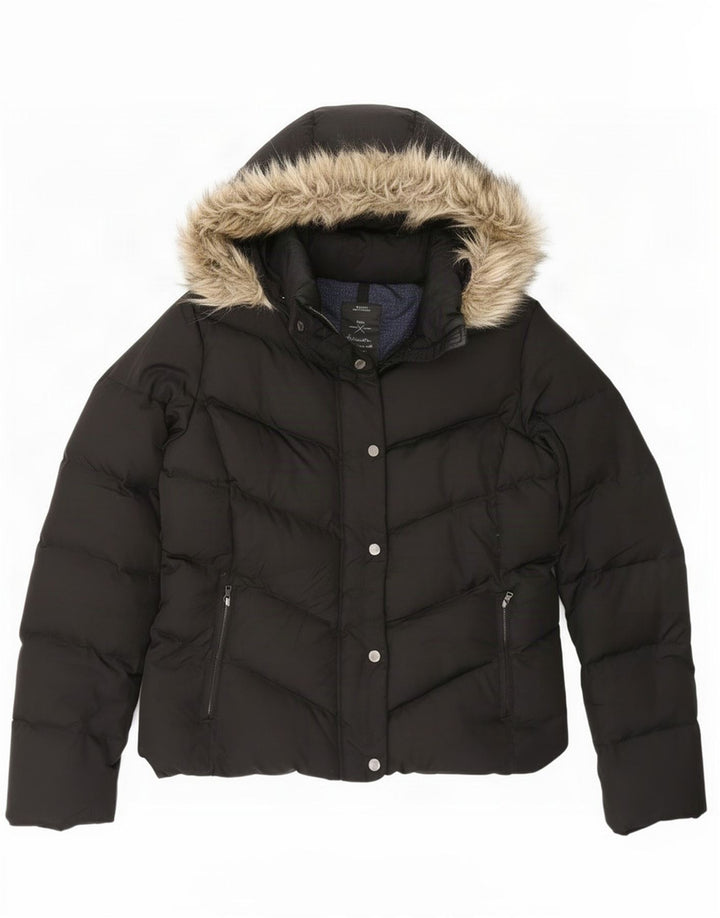 Gap Womens Hooded Padded Jacket UK 14 Medium Black Polyester