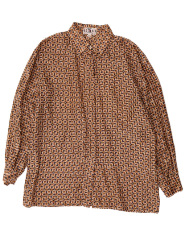 Arcadia Womens Shirt Blouse IT 44 Medium Brown Floral Silk