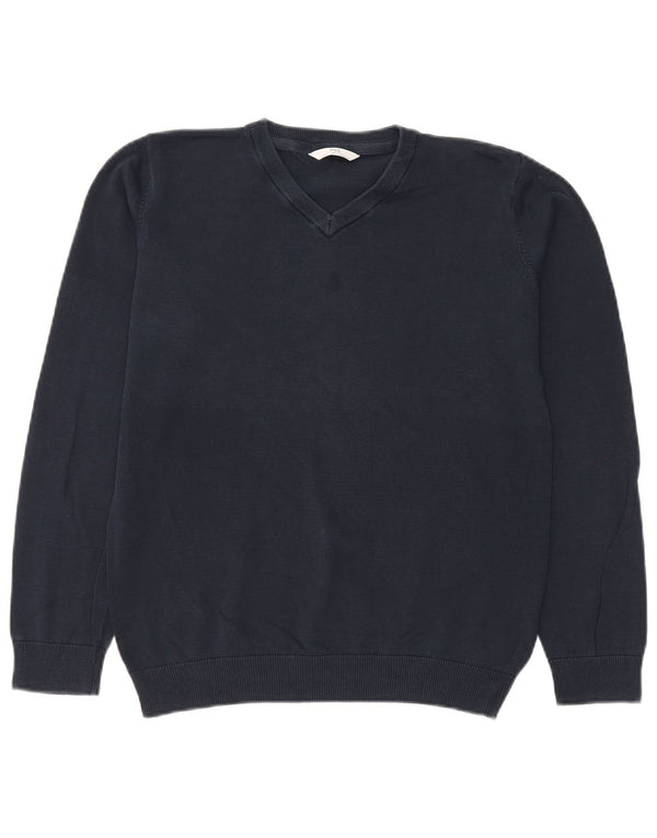 Marks & Spencer Boys V-Neck Jumper Sweater 14-15 Years Navy Blue Cotton