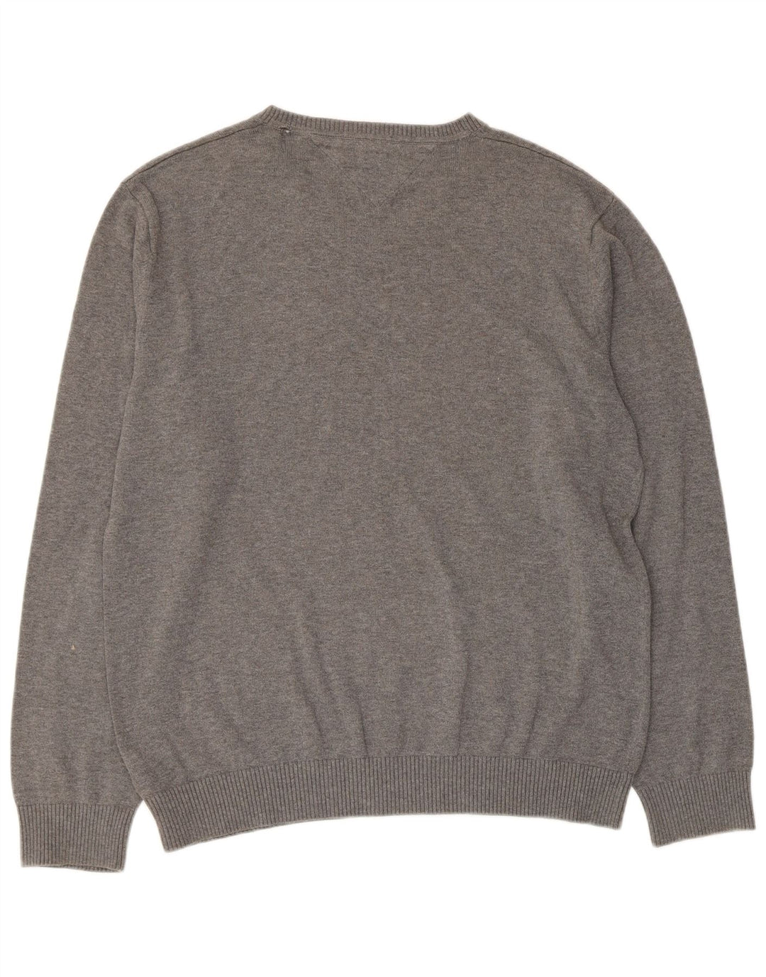 Tommy Hilfiger Mens V-Neck Jumper Sweater Large Grey Cotton