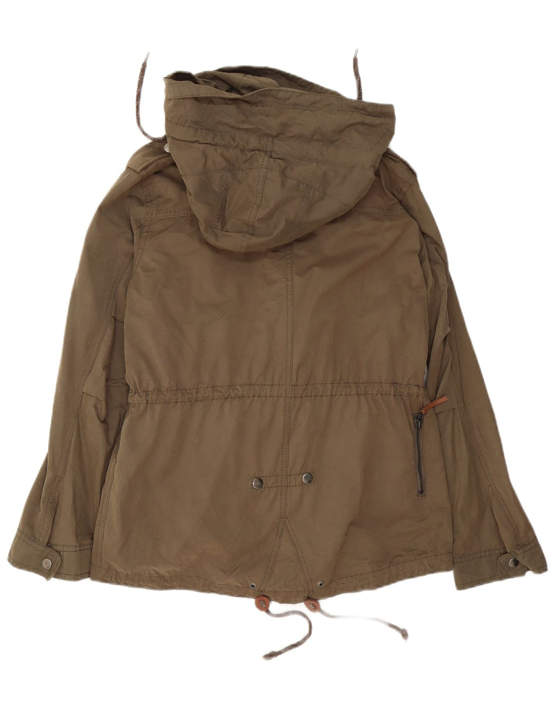 Zara Womens Hooded Military Jacket UK 14 Medium Khaki Cotton